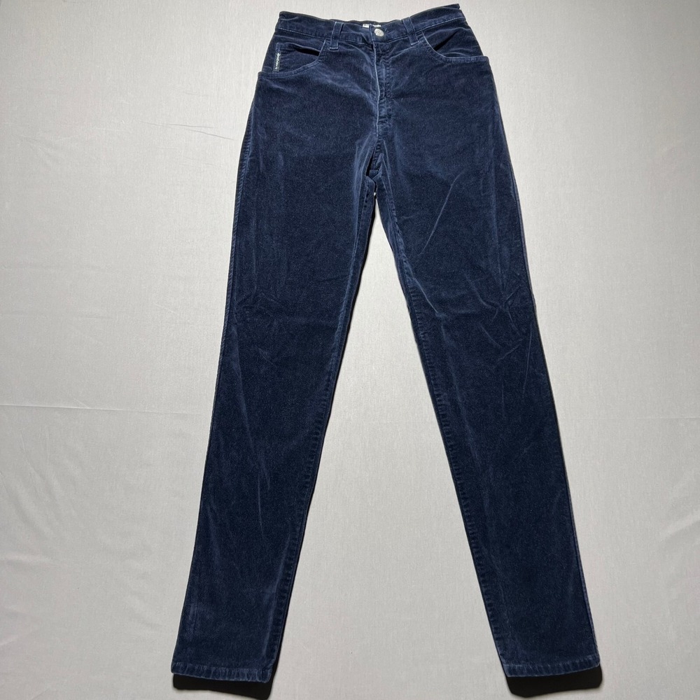 Armani Womens Blue Velvet  Pockets Design Soft Comfy‎ Super Skinny Jeans Size 28
